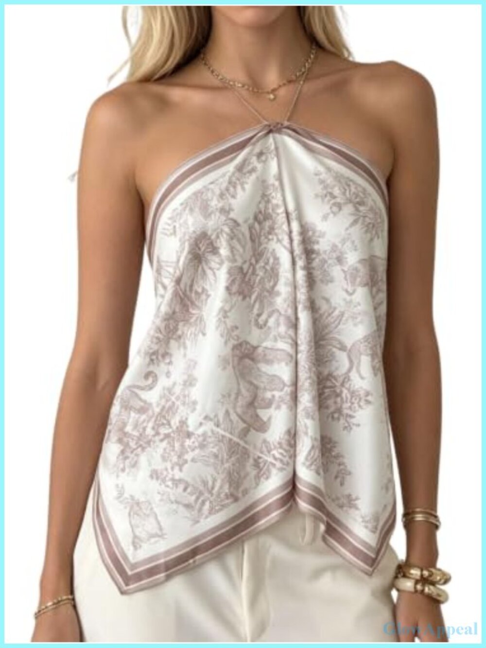 SOLY HUX Women's Halter Satin Top Flowy Camisole Crop Bandana Tanks